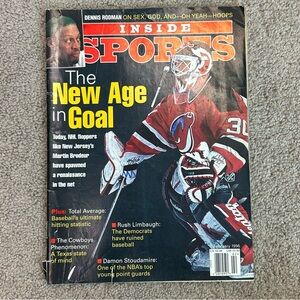 Vintage Inside Sports magazine 1996 featuring hockey goaltender Martin Brodeur
